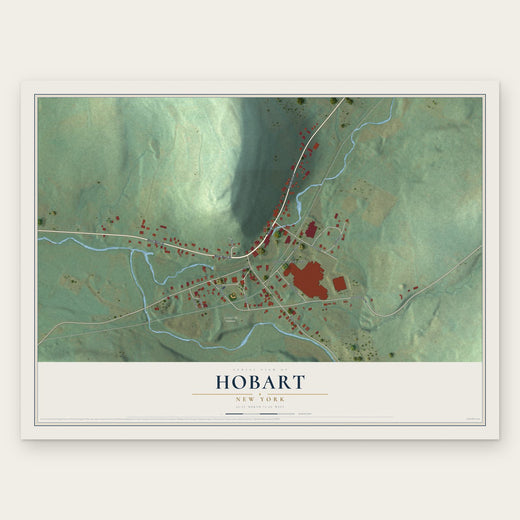 Hobart, New York map print, the full design