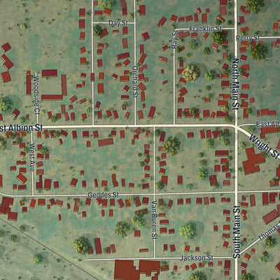 Close-up of the map of Holley, New York print showing street and building detail