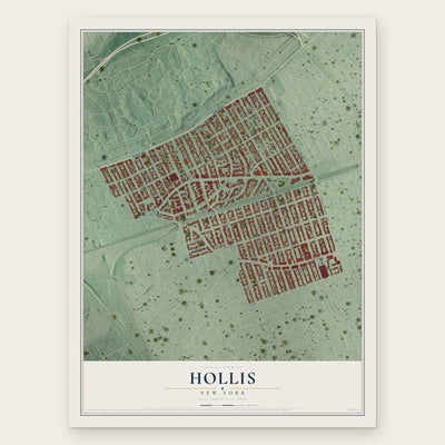 Hollis, New York map print, the full design