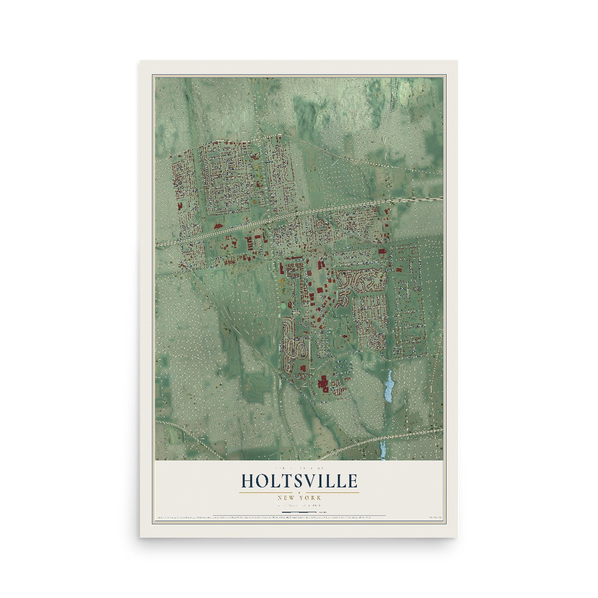 Holtsville, New York map print, 12" x 18" Archival Matte Print mockup