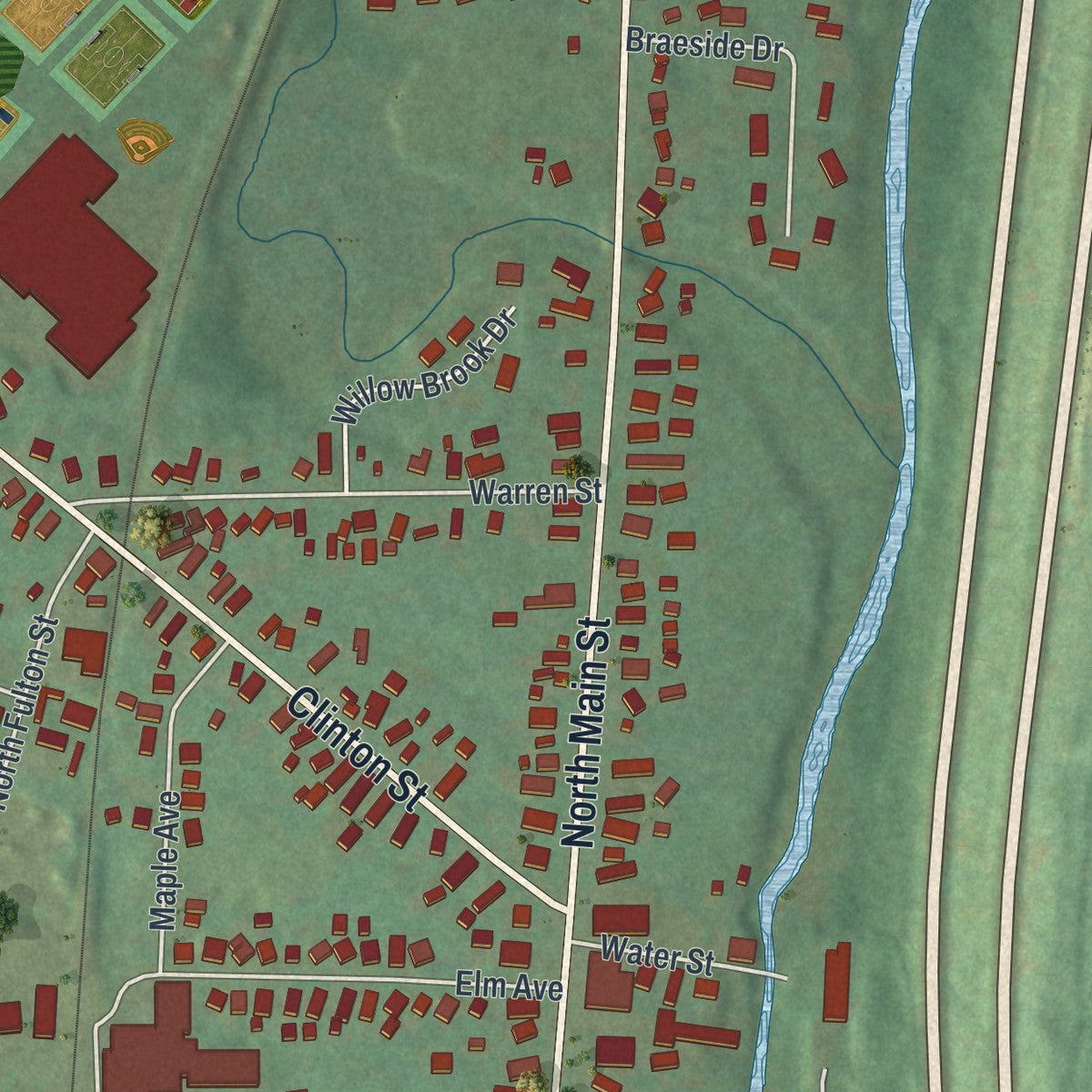 Close-up 2 of the Homer, New York map artwork