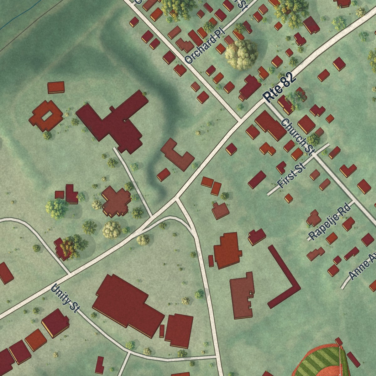 Close-up 1 of the Hopewell Junction, New York map artwork