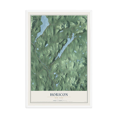 Horicon, New York map print, 12" x 18" W/ White Ayous Wood Frame mockup