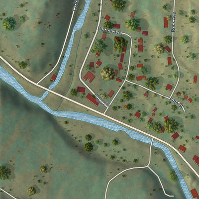 Close-up of the map of Hortonville, New York print showing street and building detail