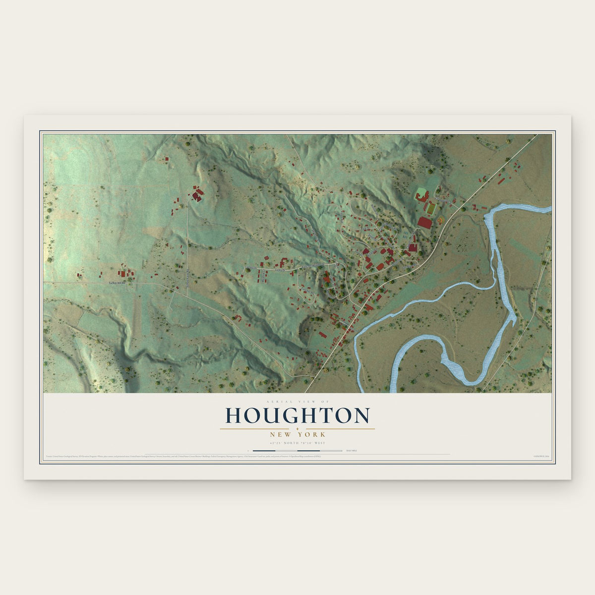 Houghton, New York map print, the full design