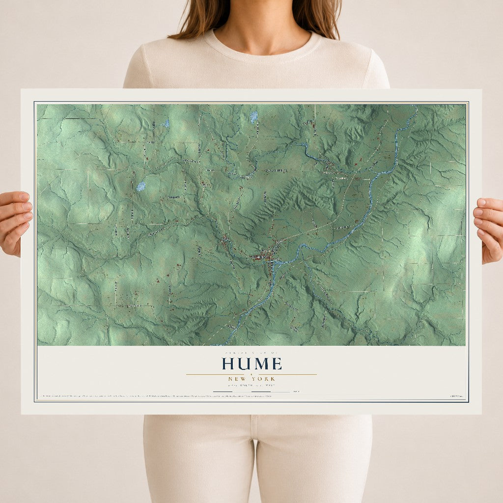 Hume, New York map print, 18" x 24" Archival Matte Print mockup