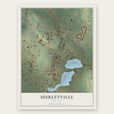 Hurleyville, New York map print, the full design