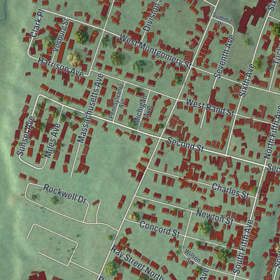 Close-up 1 of the Ilion, New York map artwork