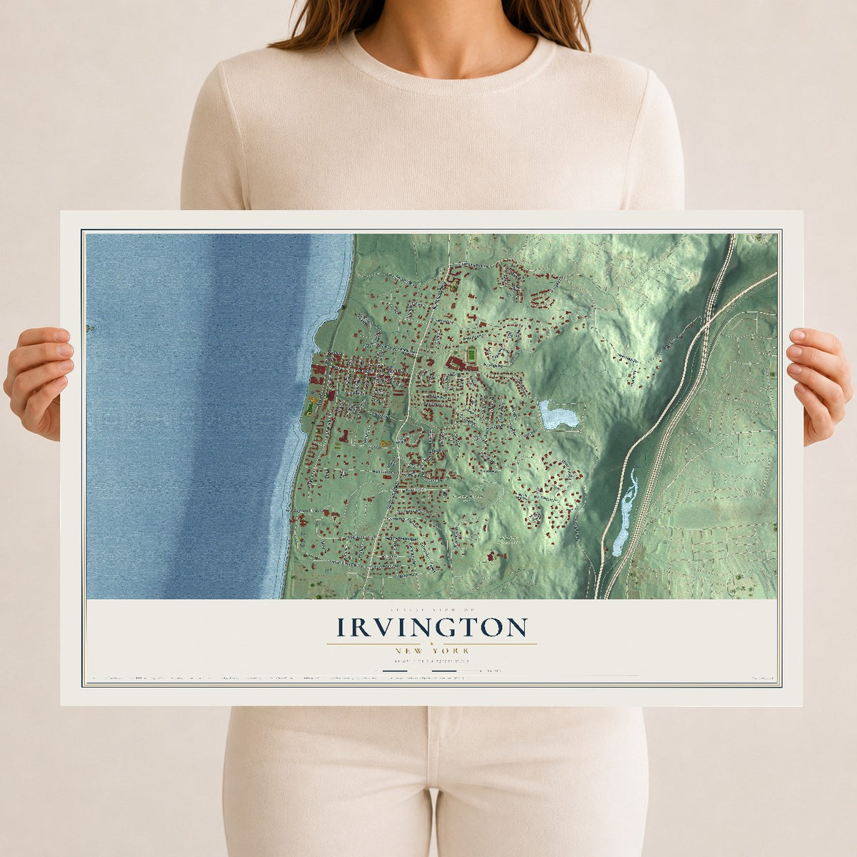 Irvington, New York map print, 12" x 18" Archival Matte Print mockup
