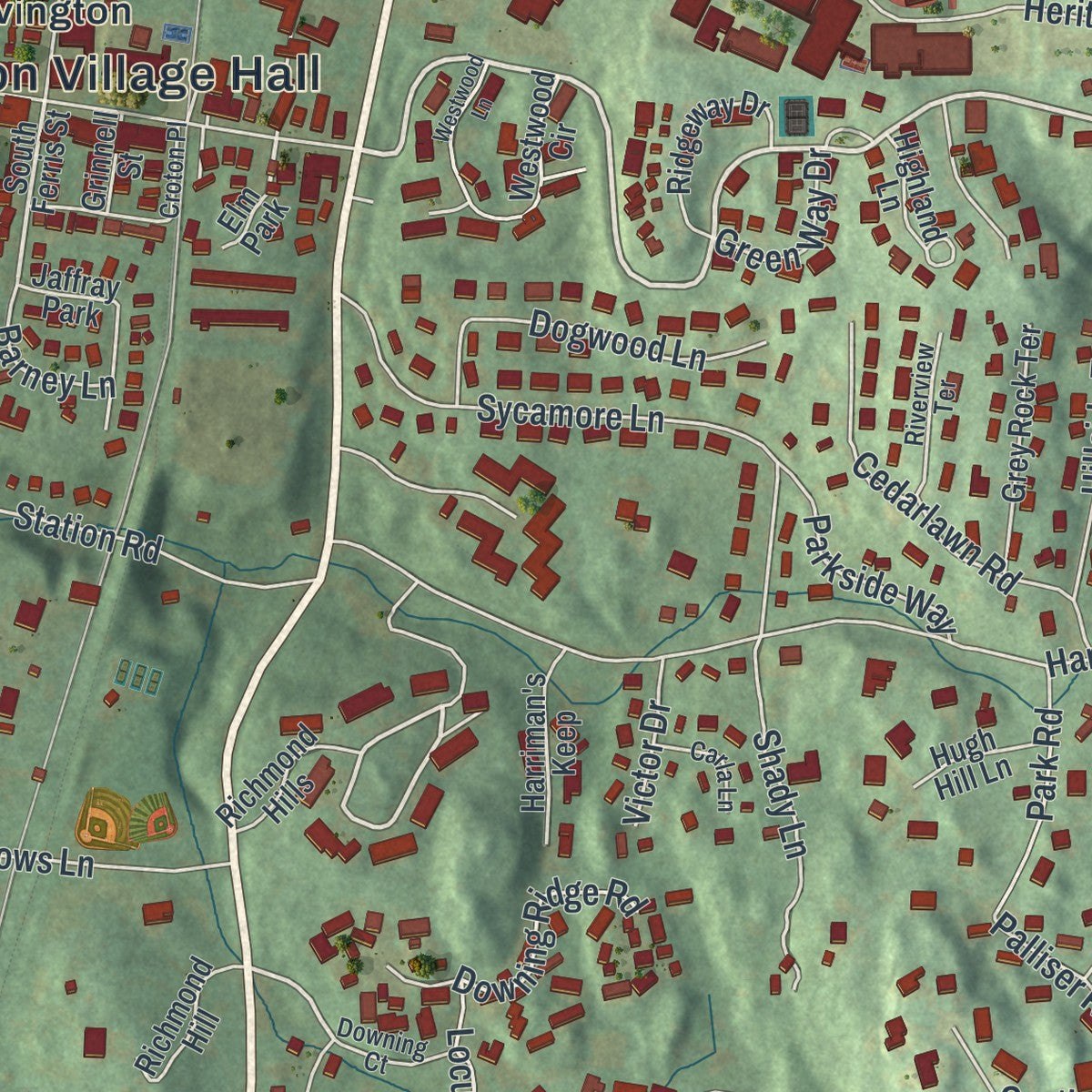 Close-up 1 of the Irvington, New York map artwork