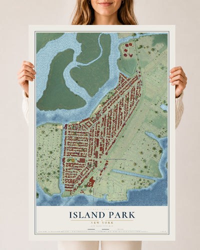 Island Park, New York map print, 24" x 36" Archival Matte Print mockup