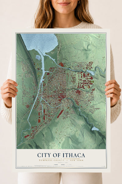 Map of the City of Ithaca, Tompkins County, New York, 18 x 24 inch unframed archival matte print