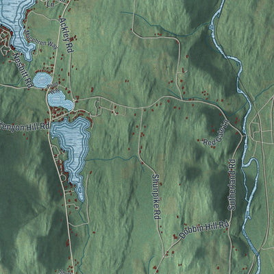 Close-up of the map of Jackson, New York print showing street and building detail
