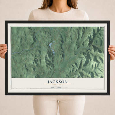 Map of Jackson, New York, 18 x 24 inch print in a black wood frame