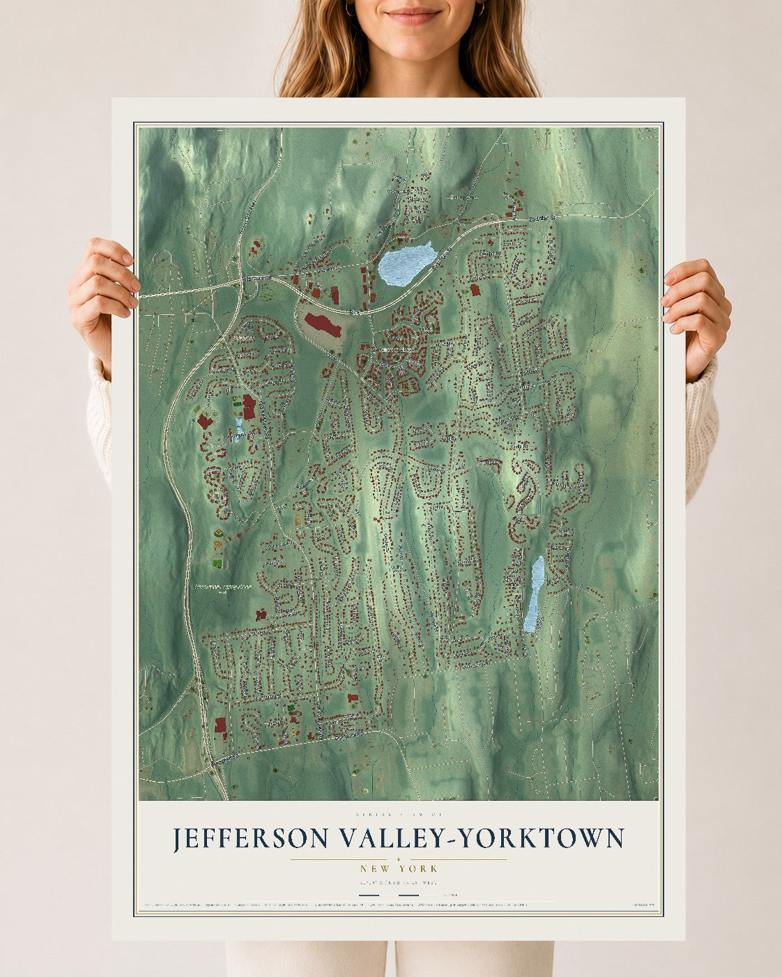 Jefferson Valley-Yorktown, New York map print, 24" x 36" Archival Matte Print mockup
