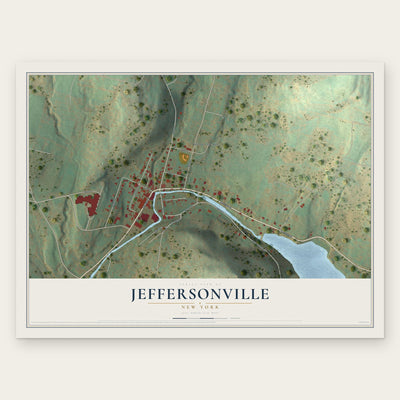 Jeffersonville, New York map print, the full design