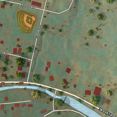 Close-up of the map of Jeffersonville, New York print showing street and building detail