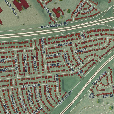 Close-up 2 of the Jericho, New York map artwork