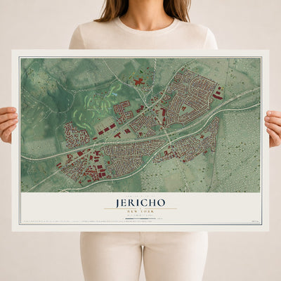 Jericho, New York map print, 18" x 24" Archival Matte Print mockup