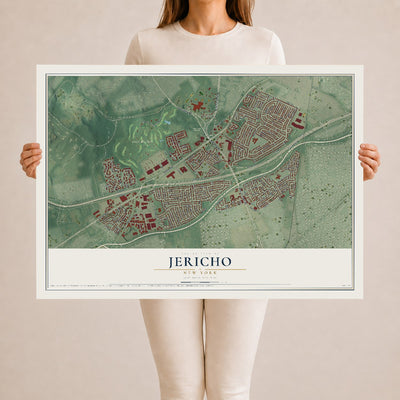 Jericho, New York map print, 24" x 36" Archival Matte Print mockup
