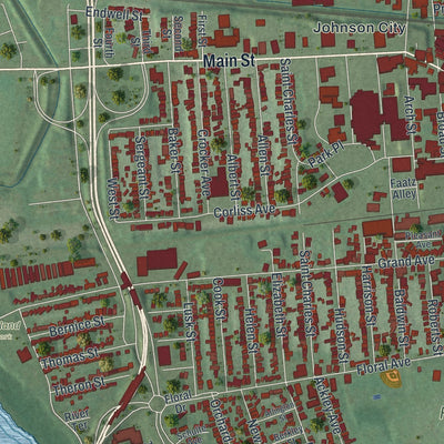 Close-up 2 of the Johnson City, New York map artwork