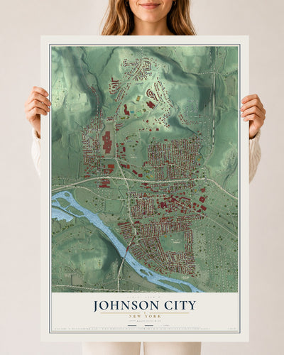 Johnson City, New York map print, 24" x 36" Archival Matte Print mockup