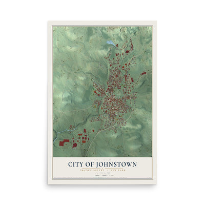 Map of the City of Johnstown, Fulton County, New York, 12 x 18 inch unframed archival matte print