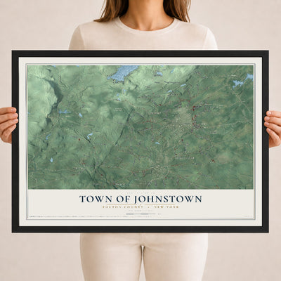 Map of the Town of Johnstown, Fulton County, New York, 18 x 24 inch print in a black wood frame
