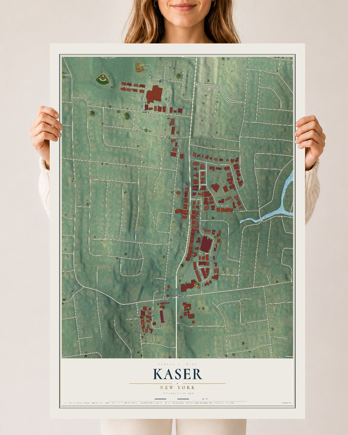 Kaser, New York map print, 24" x 36" Archival Matte Print mockup