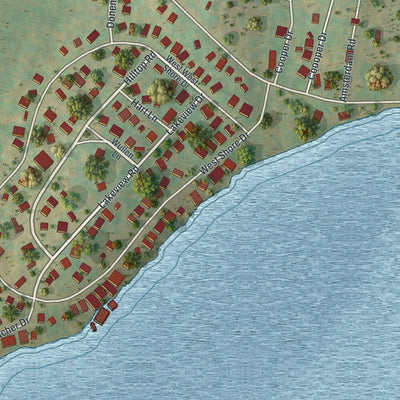 Close-up of the map of Kauneonga Lake, New York print showing street and building detail