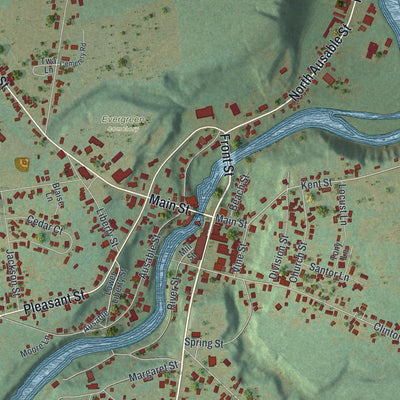 Close-up of the map of Keeseville, New York print showing street and building detail