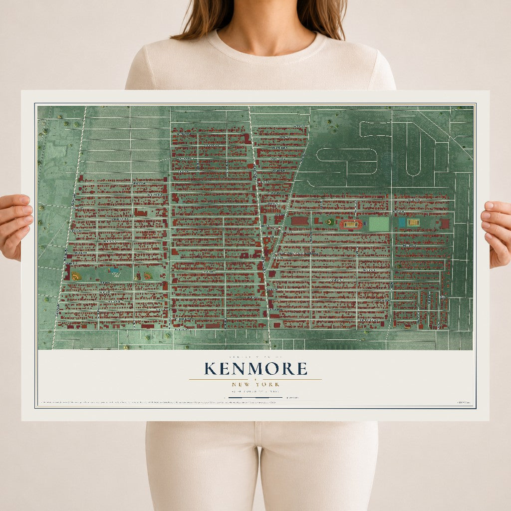 Kenmore, New York map print, 18" x 24" Archival Matte Print mockup