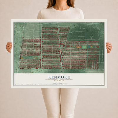 Kenmore, New York map print, 24" x 36" Archival Matte Print mockup