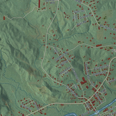 Close-up of the map of Kerhonkson, New York print showing street and building detail