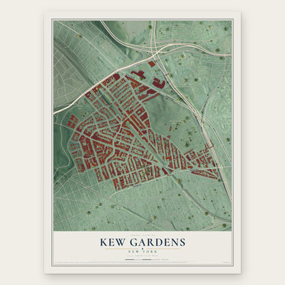 Kew Gardens, New York map print, the full design
