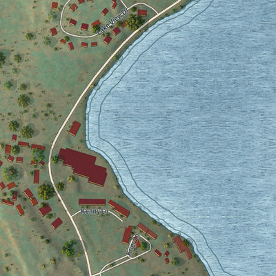Close-up of the map of Kiamesha Lake, New York print showing street and building detail
