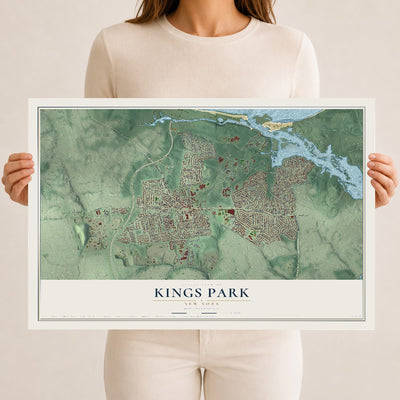 Kings Park, New York map print, 12" x 18" Archival Matte Print mockup