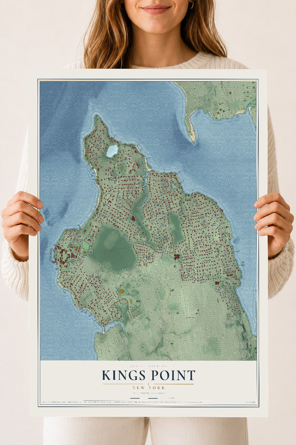 Kings Point, New York map print, 18" x 24" Archival Matte Print mockup