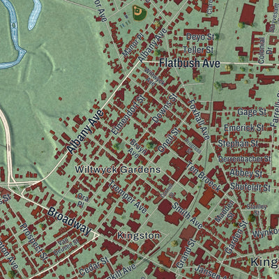 Close-up of the map of the City of Kingston, Ulster County, New York print showing street and building detail