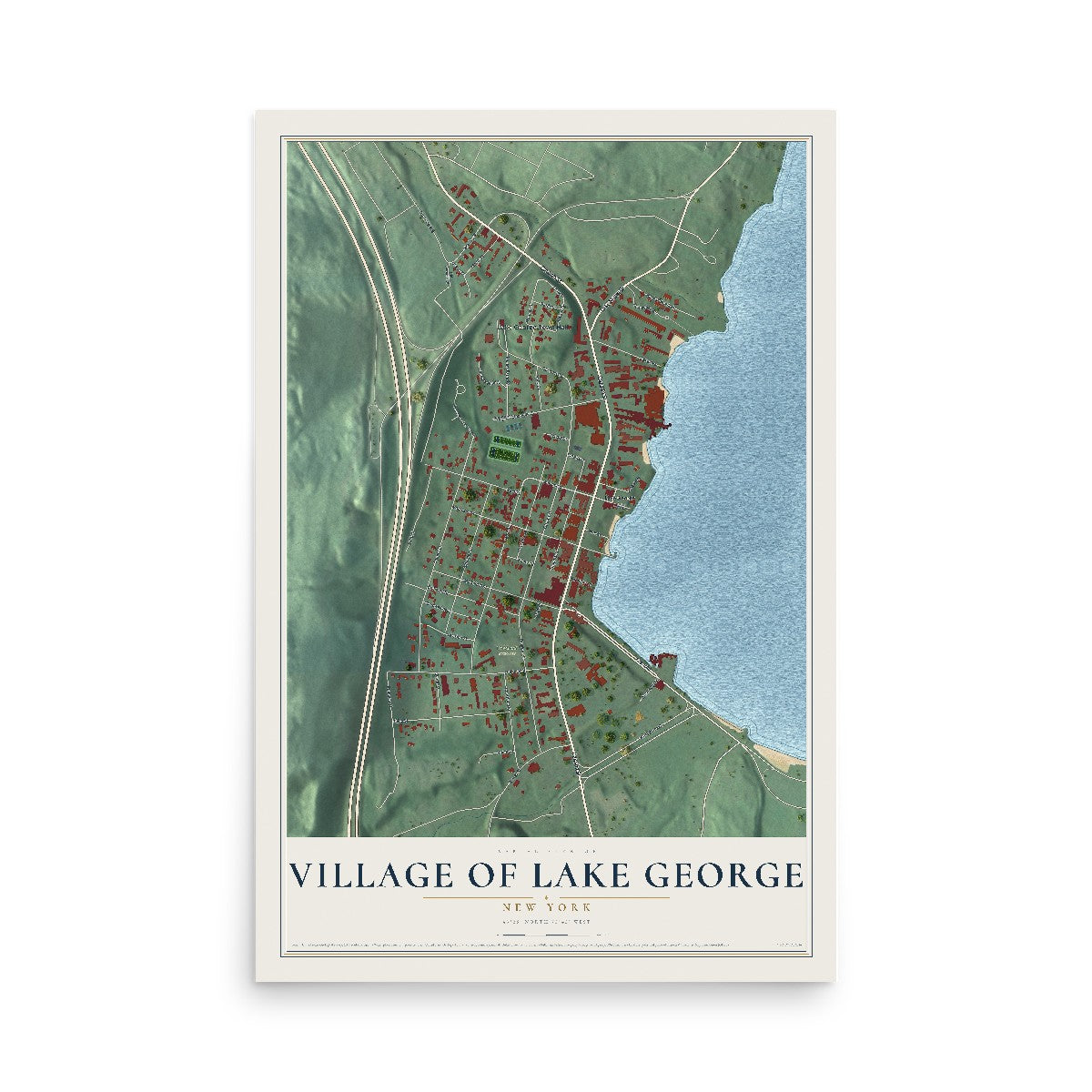 Lake George, New York map print, 12" x 18" Archival Matte Print mockup