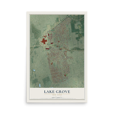 Lake Grove, New York map print, 12" x 18" Archival Matte Print mockup