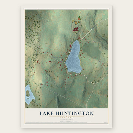 Lake Huntington, New York map print, the full design