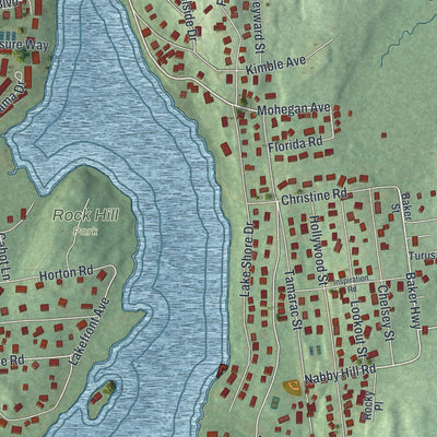 Close-up of the map of Lake Mohegan, New York print showing street and building detail