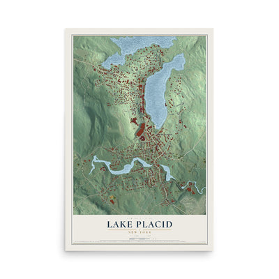 Lake Placid, New York map print, 12" x 18" Archival Matte Print mockup
