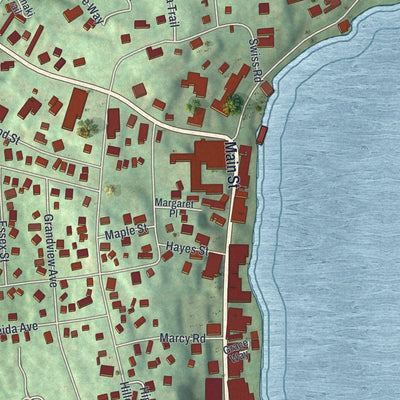 Close-up 1 of the Lake Placid, New York map artwork