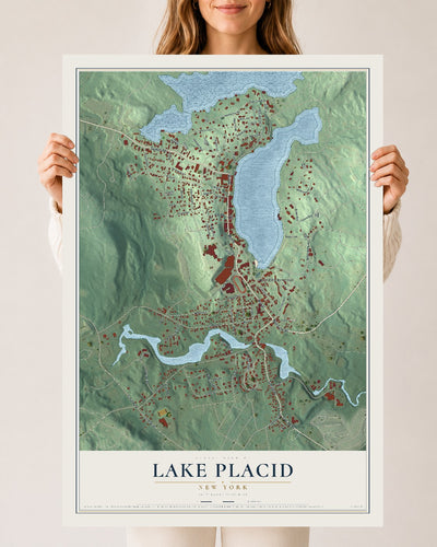 Lake Placid, New York map print, 24" x 36" Archival Matte Print mockup