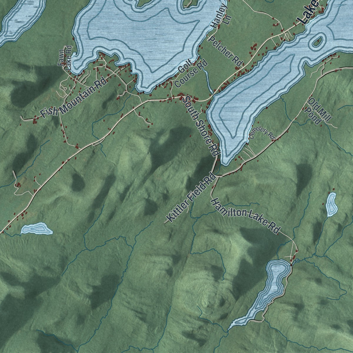 Close-up 1 of the Lake Pleasant, New York map artwork