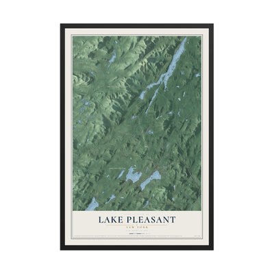 Lake Pleasant, New York map print, 12" x 18" W/ Black Ayous Wood Frame mockup