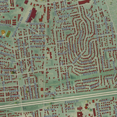 Close-up 1 of the Lake Ronkonkoma, New York map artwork