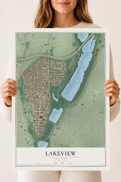 Lakeview, New York map print, 18" x 24" Archival Matte Print mockup